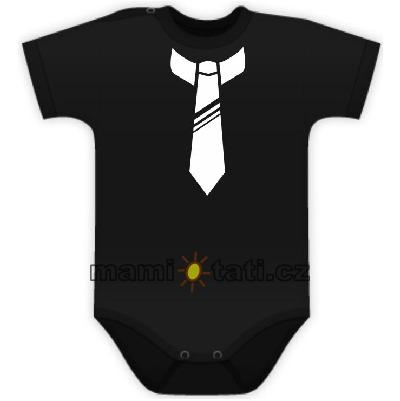 Baby Dejna Body kr. rukávek s potiskem kravaty - černé, vel. 68
