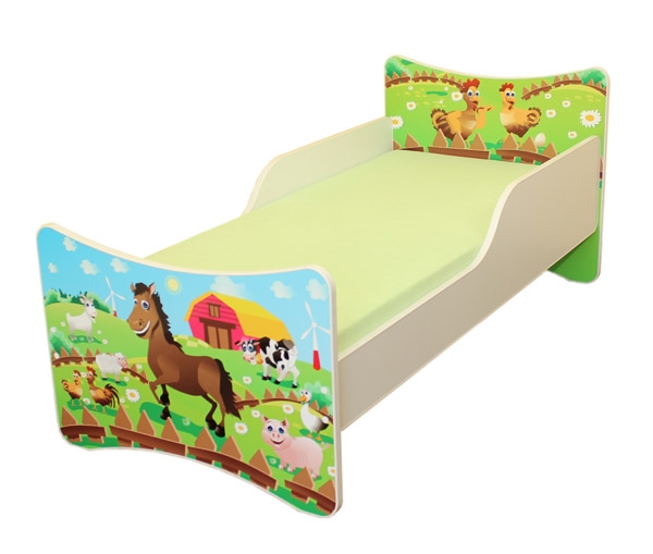 NELLYS Dětská postel se zábranou Farma - 200x80 cm