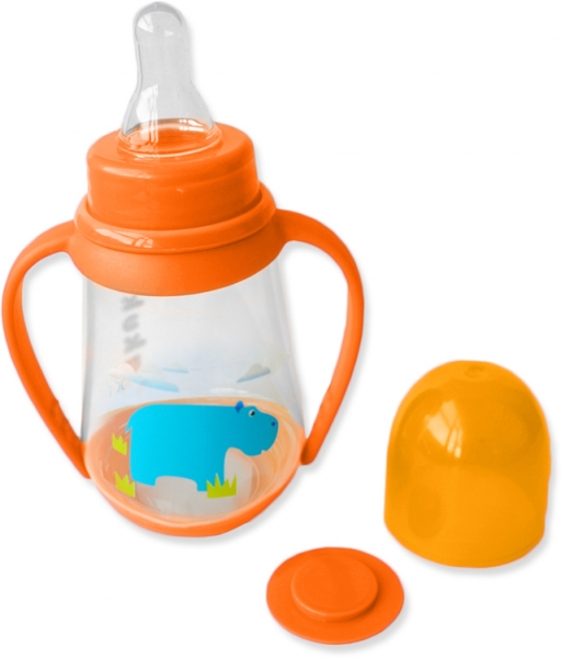 Plastová lahvička akuku úchytem - oranžová