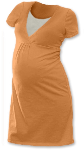 JOŽÁNEK Těhotenská, kojící noční košile JOHANKA krátký rukáv - sv.oranžová
