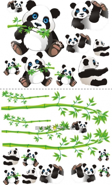 NELLYS Nálepky, dekorace na stěnu 70x100 cm - Panda