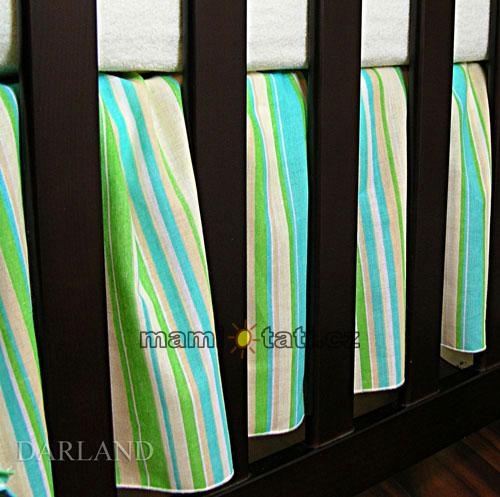 Krásný volánek pod matraci - Zelené proužky s ecru