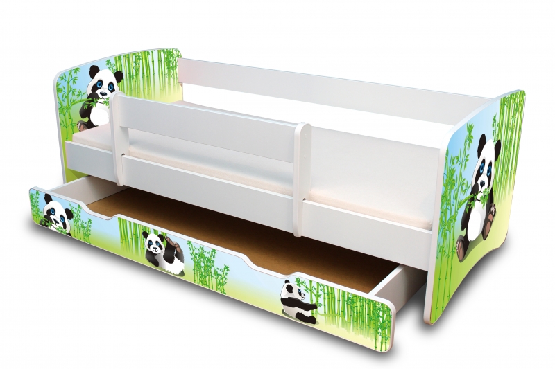 NELLYS Dětská postel s bariérkou a šuplíkem Filip - Panda II.- 180x90 cm