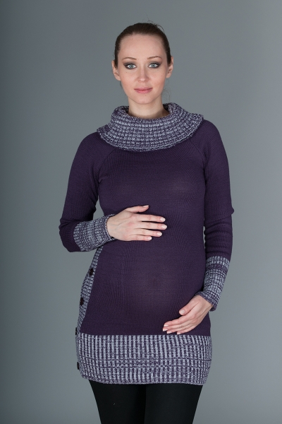 Těhotenský svetřík/tunika Carmen - fialová s melirkem
