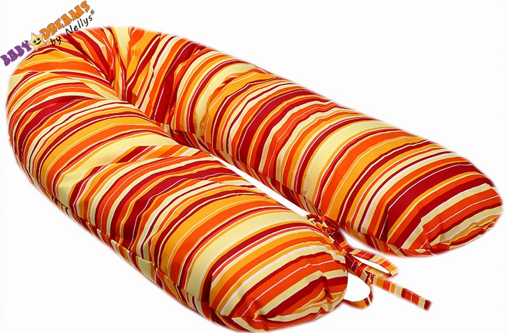 Kojící polštář - relaxační poduška Nellyska Multi - Proužek červený se žlutou