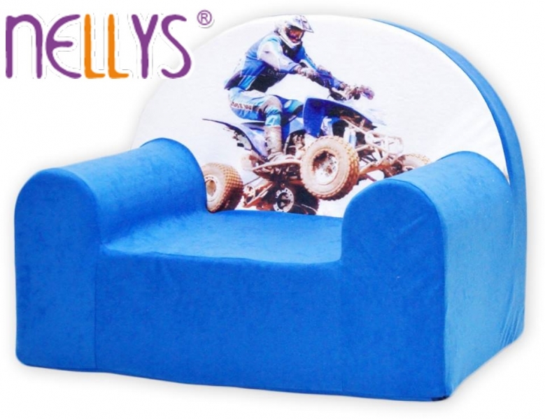 Dětské křesílko/pohovečka Nellys ® - Čtyřkolka v modré