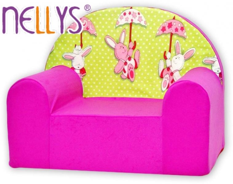 Dětské křesílko/pohovečka Nellys ® - Zajíčci v růžové