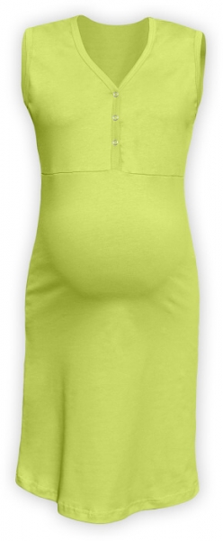 JOŽÁNEK Těhotenská, kojící noční košile PAVLA bez rukávu - hráškově zelená