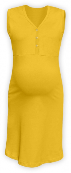 JOŽÁNEK Těhotenská, kojící noční košile PAVLA bez rukávu - žlutá