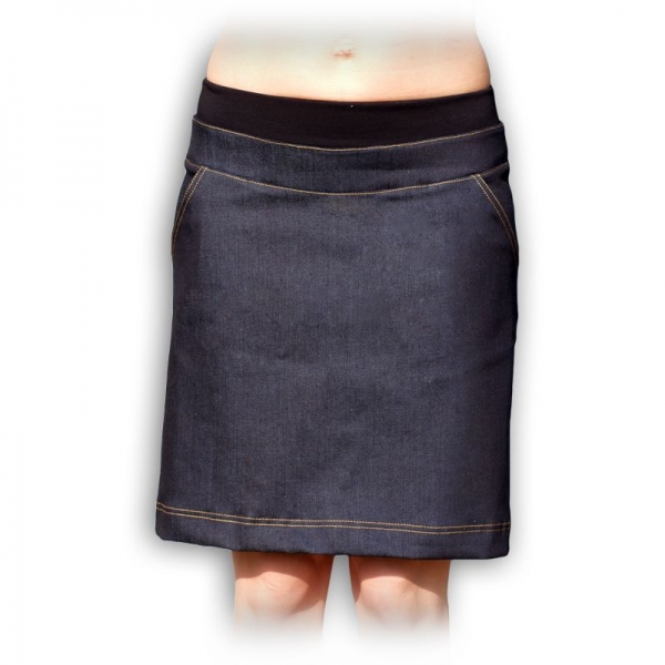 Riflová sukně nejen pro těhotné - barva: jeans, vel. 44