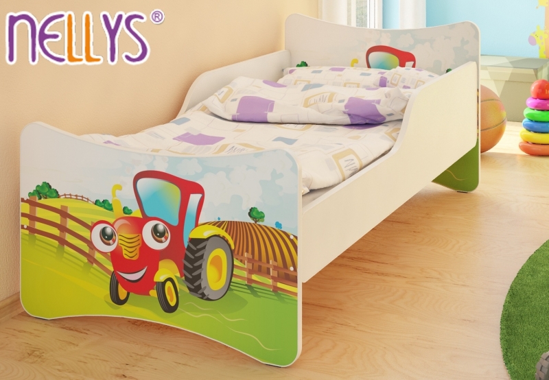 NELLYS Dětská postel se zábranou Traktor 160x70 cm