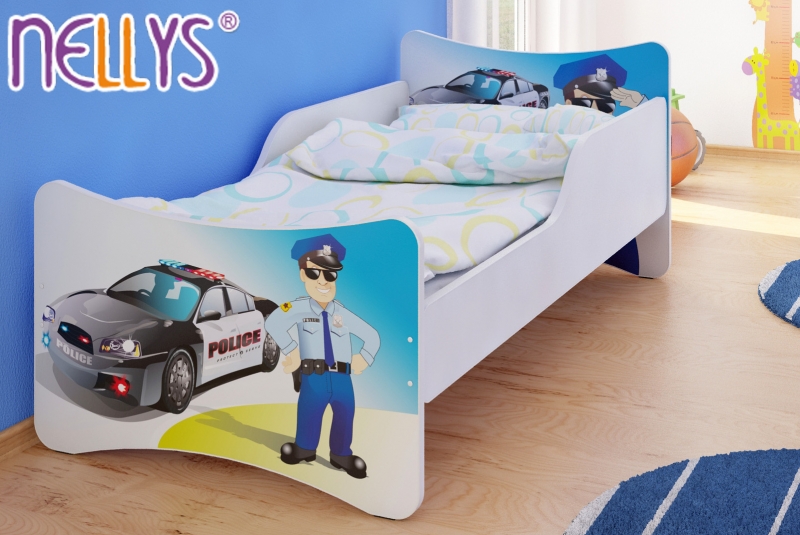 NELLYS Dětská postel se zábranou Policie - 180x90 cm