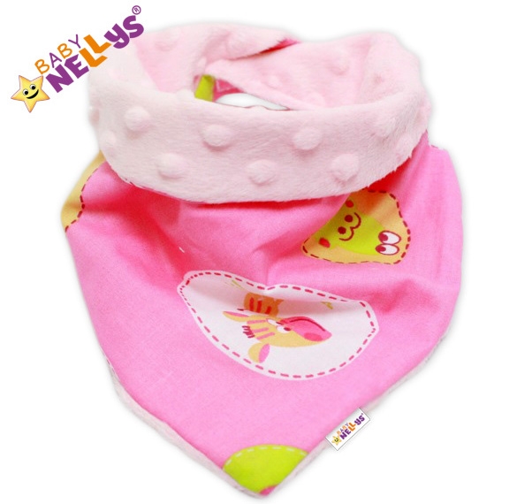 Dětský šátek/bryndáček na krk Baby Nellys ® MINKY - ZEBRA růžová/sv.růžová