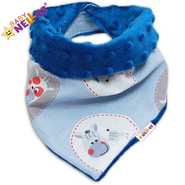 Dětský šátek/bryndáček na krk Baby Nellys ® MINKY - ZEBRA sv. modrá/tm. modrá