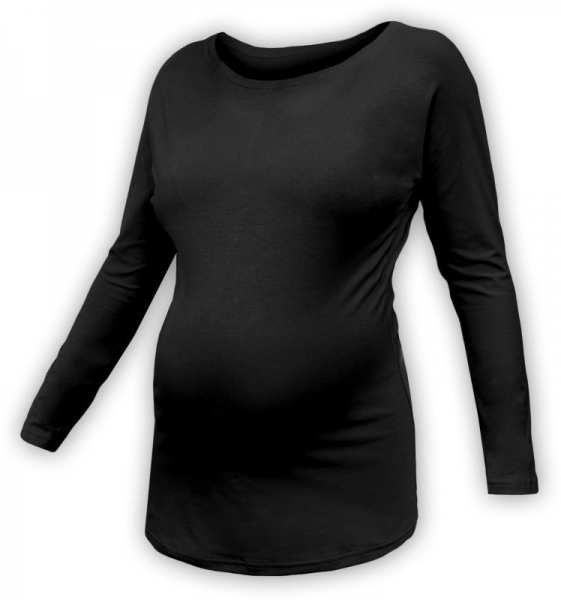 Těhotenské tričko dlouhý rukáv LENKA - černé