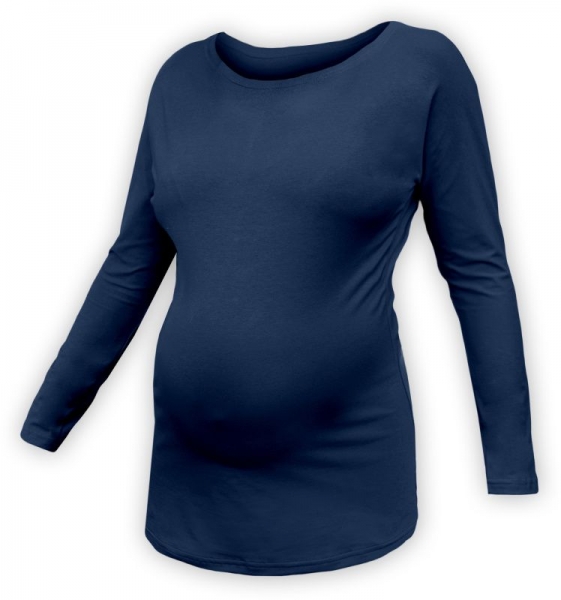 Těhotenské tričko dlouhý rukáv LENKA - jeans - tmavě modré