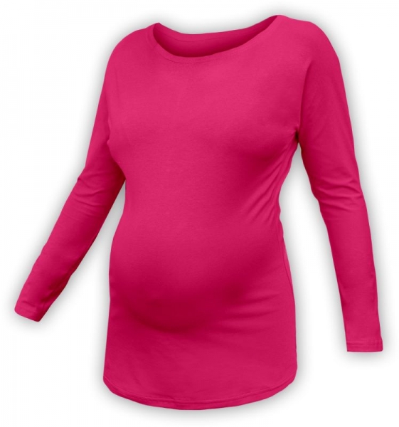 Těhotenské tričko dlouhý rukáv LENKA - sytě růžové
