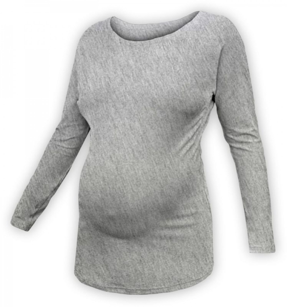 Těhotenské tričko dlouhý rukáv LENKA - šedý melír