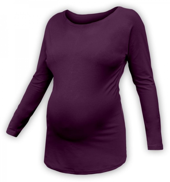 Těhotenské tričko dlouhý rukáv LENKA - švestkové