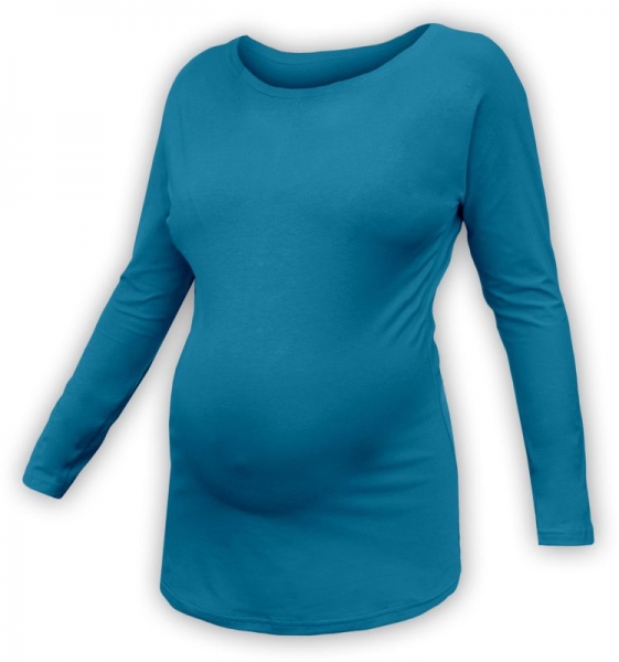 Těhotenské tričko dlouhý rukáv LENKA - petrolejové