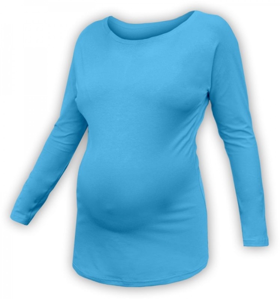 Těhotenské tričko dlouhý rukáv LENKA - tyrkysové