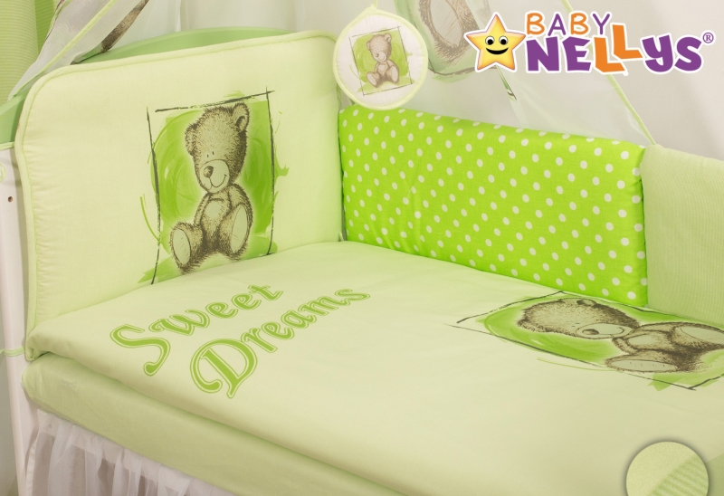 Baby Nellys Mantinel 420cm s povlečením Sweet Dreams by Teddy - zelený