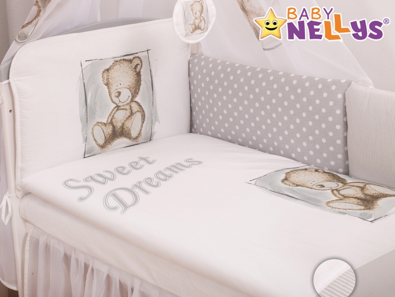 Baby Nellys Mantinel 420cm s povlečením Sweet Dreams by Teddy - šedý