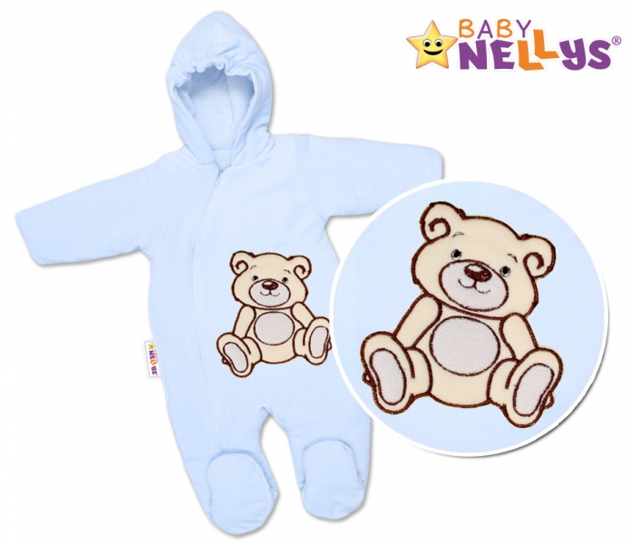 BABY NELLYS Kombinézka/overálek Teddy Bear, velikost: 74 - sv. modrá
