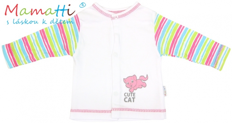 Bavlněná košilka Mamatti - CAT- bílá/barevné proužky
