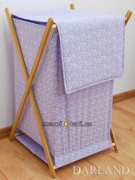 Praktický koš na prádlo - Květinky fialové