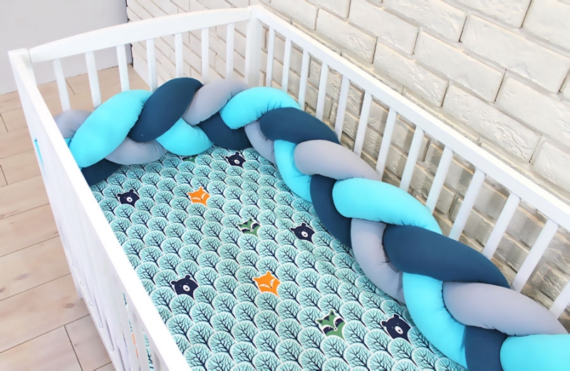 Baby Nellys Mantinel pletený cop s povlečením Lesík, 135x100 - tyrkys, šedá, Velikost: 135x100
