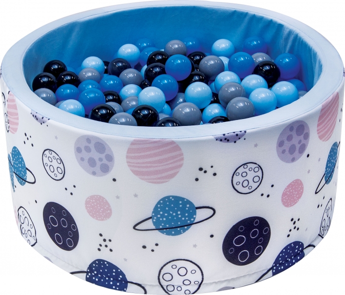 NELLYS Bazén pro děti 90x40cm - planety, modrý s balónky