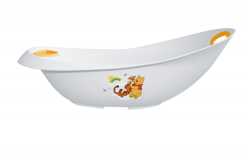 Keeeper Baby bath tub with recliner, drain and handle - Teddy Bear PÚ - white ()