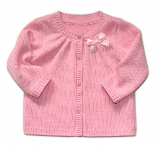 Dětský, dívčí svetřík K-Baby s mašličkou - růžový, vel. 104, Velikost: 104 (3-4r)