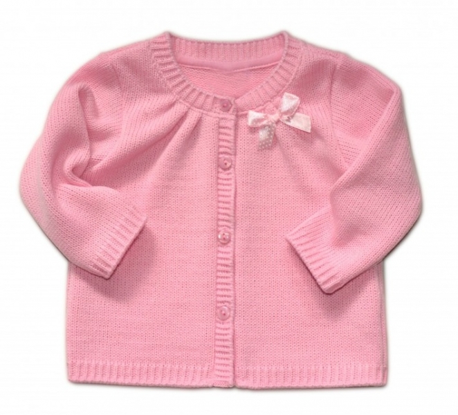 Dívčí svetřík K-Baby s mašličkou - růžový, vel. 110, Velikost: 110