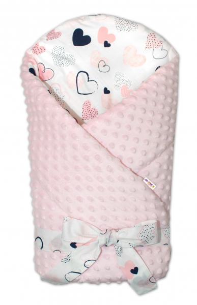 Zavinovačka Minky Baby Nellys Srdíčka - růžové, granátové, sv. růžová