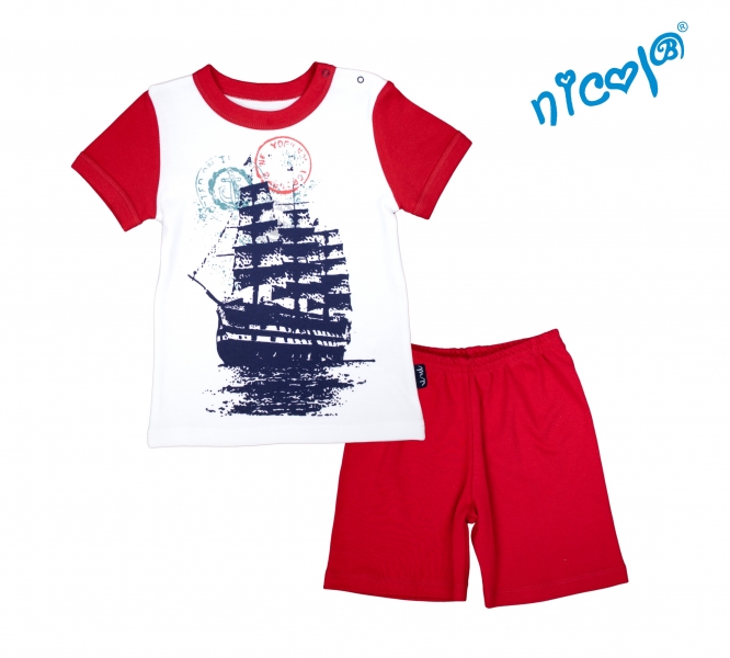 Dětské pyžamo krátké Nicol, Sailor - bílé/červené, vel. 98