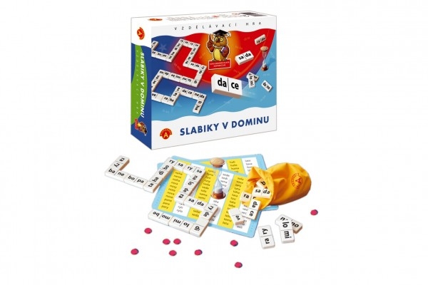 Slabiky v dominu společenská hra vzdělávací v krabici 24x20cm