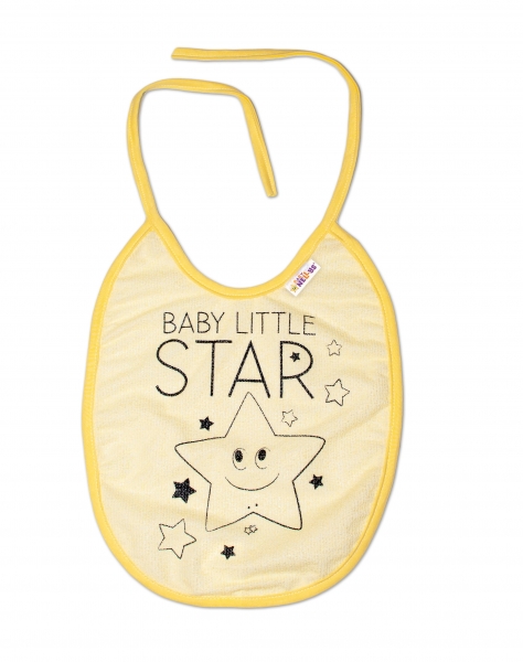 Nepromokavý bryndáček Baby Nellys velký Baby Little Star, 24 x 23 cm - žlutá