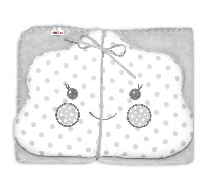 Dětská sada deka + polštářek Mráček Baby Nellys ® - bubble šedá/bílá