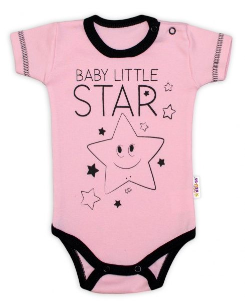 Body krátký rukáv Baby Nellys, Baby Little Star - růžové