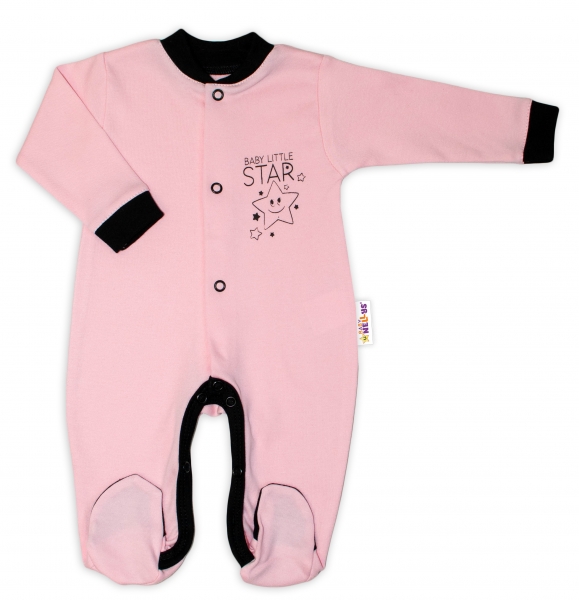 Baby Nellys Bavlněný overálek Baby Little Star - růžový