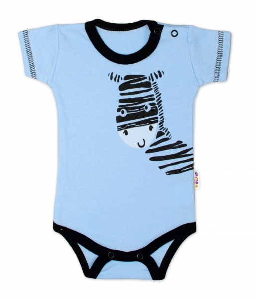 Body krátký rukáv Baby Nellys, Zebra - modré, vel. 62
