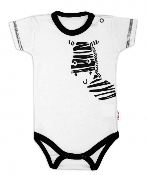 Body krátký rukáv Baby Nellys, Zebra - bílé, vel. 86