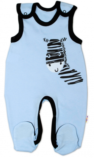 Kojenecké bavlněné dupačky Baby Nellys, Zebra - modré, vel. 68, Velikost: 68 (4-6m)