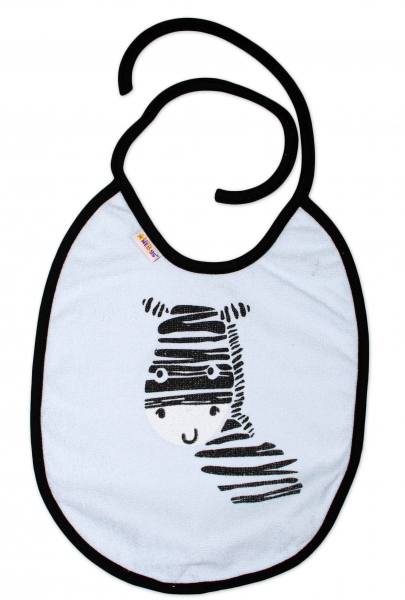 Nepromokavý bryndáček Baby Nellys velký Zebra, 24 x 23 cm - modrá
