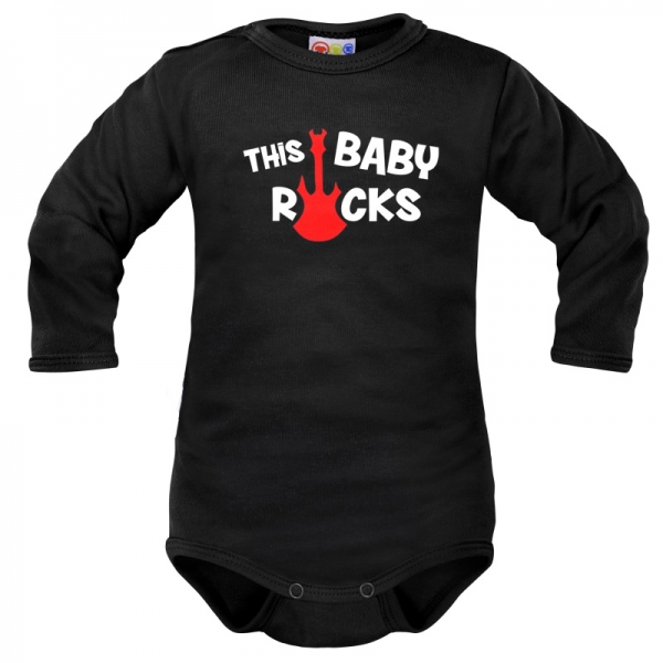 Body dlouhý rukáv Dejna This Baby Rocks - černé, vel. 68