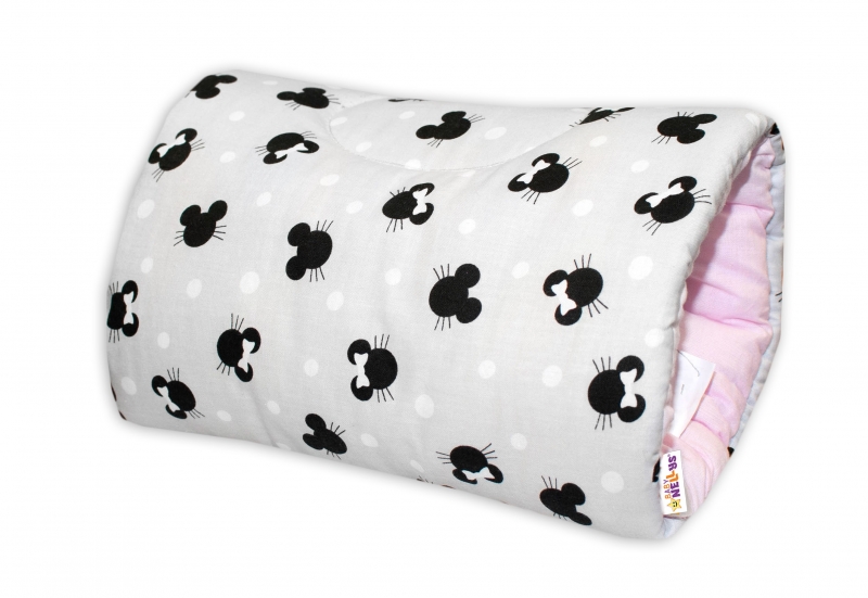 Bavlněný kojící polštář na ruku Baby Nellys - Minnie, šedá/růžová