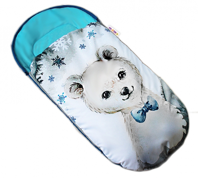 Dětský fusák Baby Nellys WINTER LUXURY velvet, 105 x 55 cm - medvídek / tyrkys