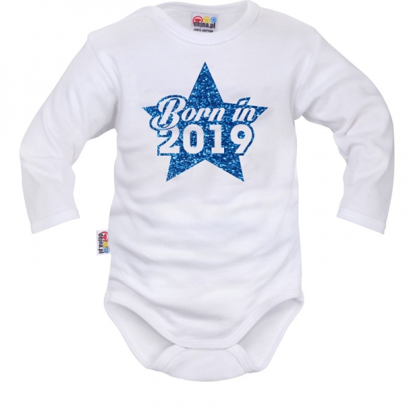 Body dlouhý rukáv Dejna Born in 2019 - bílo/modré, vel. 68
